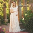 thumbnail image 2 of Women's Maternity Dress - Lace Ruffles Short Sleeve Maxi Dress with Flying Sleeves for Photography, Pregnancy Gown,Size for XL, 2 of 7