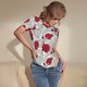 thumbnail image 3 of Balery Leaves And Anemone Body de cuello redondo de manga corta para mujer Tops de manga corta Tops básicos-Large, 3 of 7