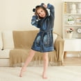 thumbnail image 3 of FORMRS Niños Bathrobe Unisex Hooded Robe Soft Plush Pajamas Sleepwear, Size 2-3T, Window Earth, 3 of 7