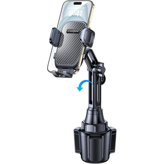 Coolpow Cup Holder Phone Holder for Car Phone Holder Cup Holder Phone Mount【Ultra Stable & Never Shake】 Phone Holders for Your Car Cupholder Cell Phone Car Mount for iPhone Samsung All Smartphones