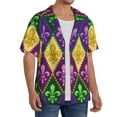 thumbnail image 4 of Sigee Mardi Gras4 Print Men's Shirts Casual Button Down Short Sleeve Summer Beach Shirt Hawaiian Vacation Shirts Tee Shirt-X-Large, 4 of 7