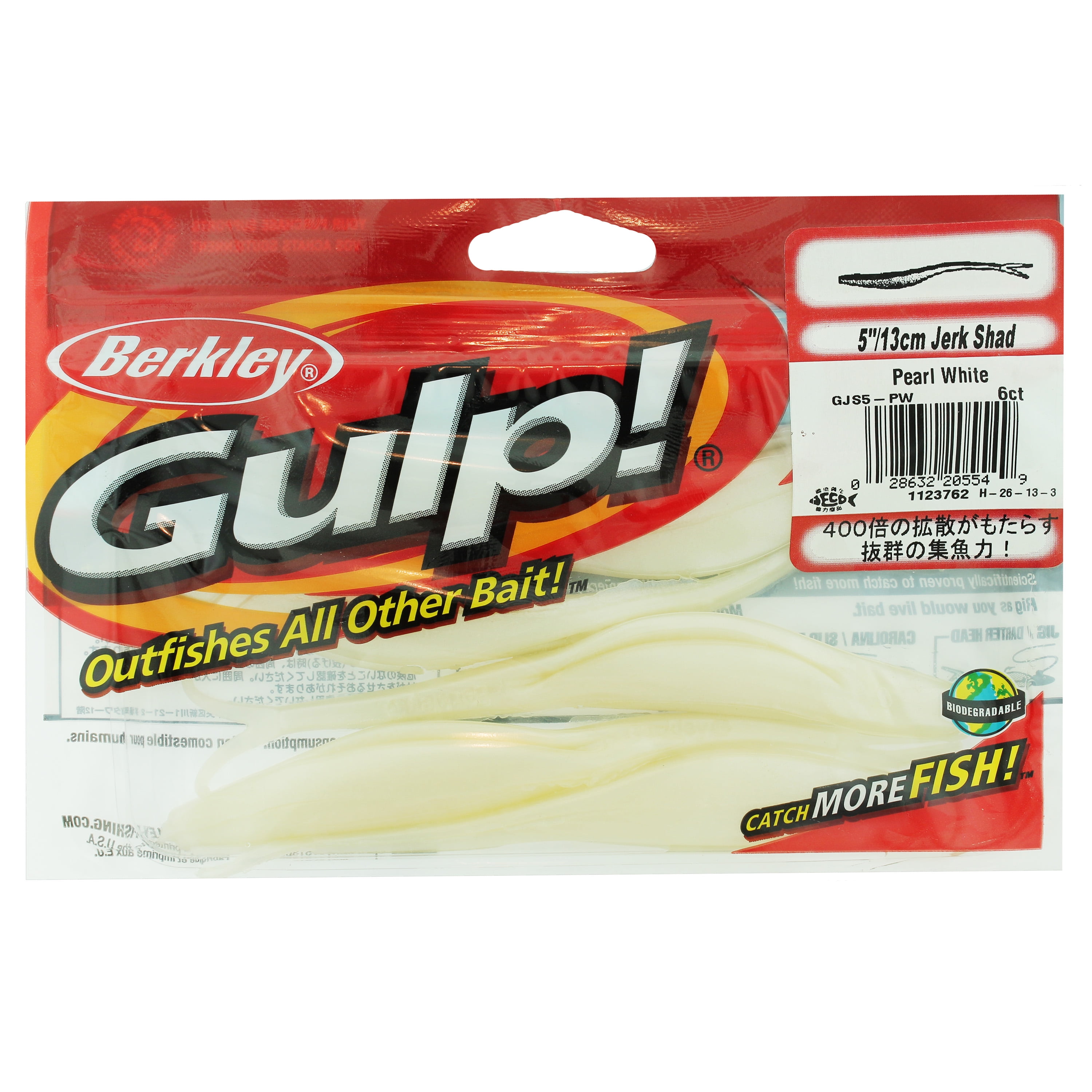 Berkley Gulp! Freshwater Jerk Shad Soft Bait 5" Length, Pearl White