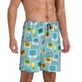 thumbnail image 2 of Sikiie World Travel1 Mens Pajama Shorts, Lightweight Lounge Pant with Pockets Soft Sleep Pj Shorts for MenLarge, 2 of 6