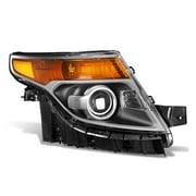 DNA Motoring OEM-HL-0056-R For 2011 to 2015 Ford Explorer 1Pc Right / Passenger Side Factory Style Black Housing Projector Headlight Lamp 12 13 14 FO2503301