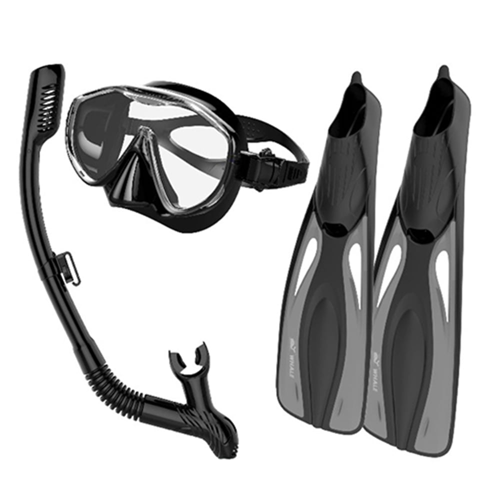 swimming flippers and goggles