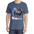 thumbnail image 2 of Wild Bobby, Wolves and The Moon in The Winter Night, Animal Lover, Garment-Dyed Washed Look Short Sleeve T-Shirt, Navy, X-Large, 2 of 3