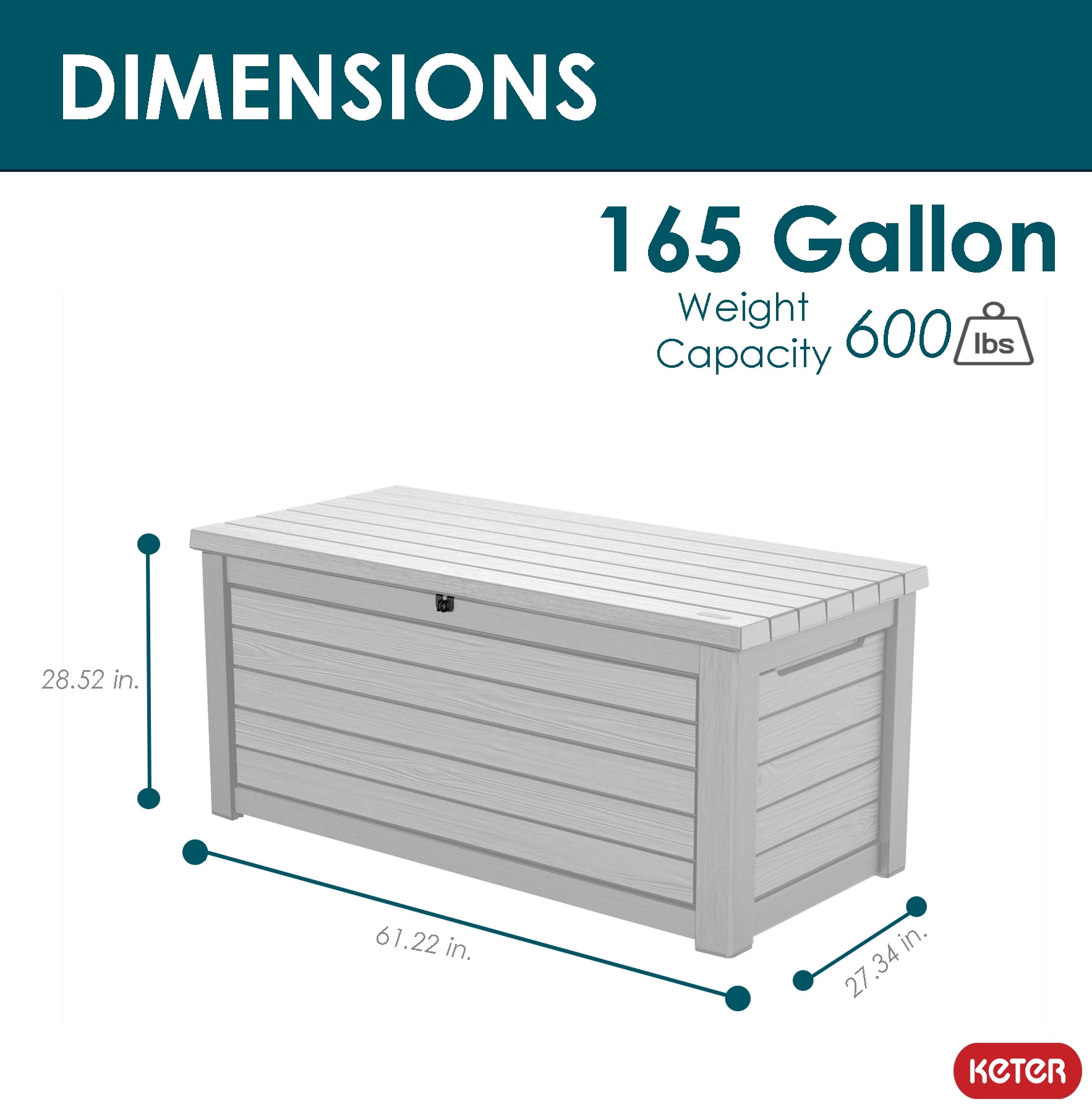 Keter Keter Outdoor Weather-Resistant 165 Gallon Resin Deck Box with Cushion, White