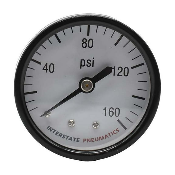 Interstate Pneumatics G2111-160 Pressure Gauge 160 PSI 2 Inch Diameter 1/8 Inch NPT Rear Mount