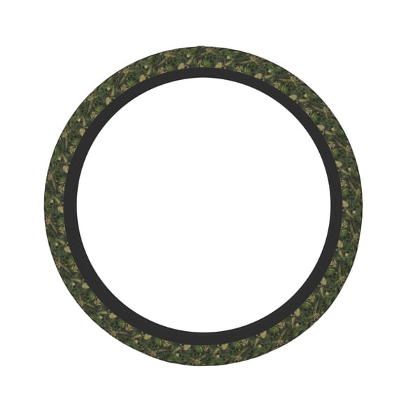 Logiee Green Camouflage Skull Print Breathable Elastic Steering Wheel Cover, Non-Slip Stretch Steering Wheel Protector,Universal 15 Inch Fit Auto, Suvs, Truck