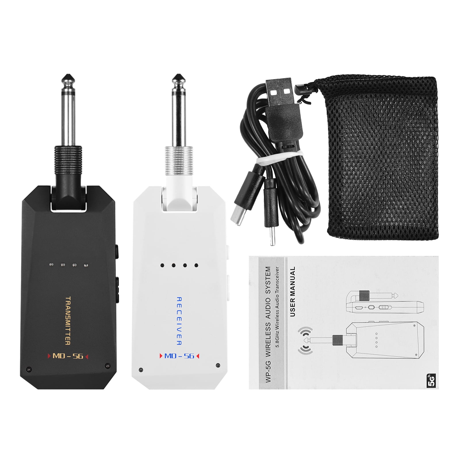 MD-5G Wireless Guitar System Rechargeable Audio Transmission and Receiver Ideal for Electric Bass Guitars