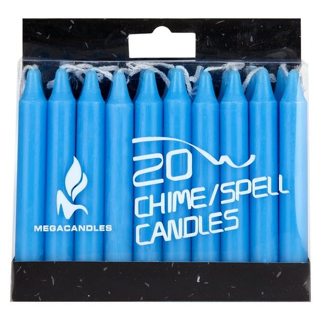 Mega Candles 20 pcs Unscented Light Blue Mini Taper Candle, 4 Inch Tall