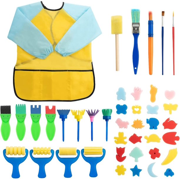 Juego de 42 pinceles de esponja YUANXCMXG para niños manualidades arte bricolaje