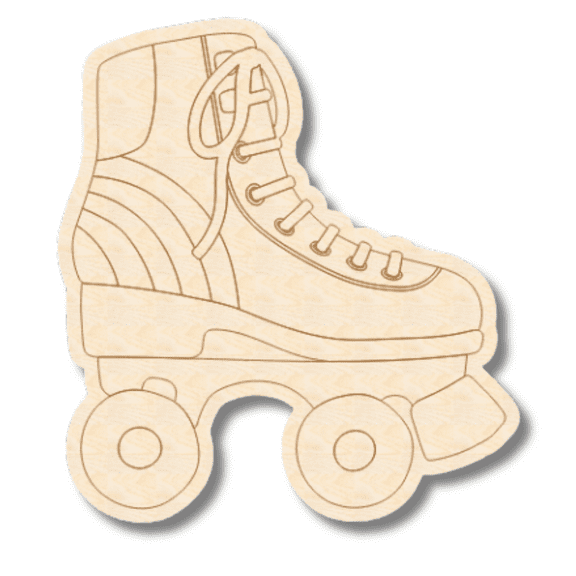 Unfinished Wood Etched Roller Skate Shape 3" / 1/8"