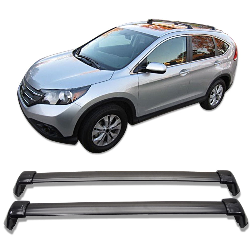 Ikon Motorsports Compatible with 12-16 Honda CRV OE Factory Style Roof Rack Cross Bar Black Polish 2Pc