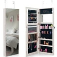 thumbnail image 3 of Gymax Wall-Mounted Jewelry Armoire with Full Length Mirror and Lockable Storage, White, 3 of 6