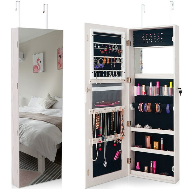 Costway Wall&Door Mounted Jewelry Lockable Storage Organizer w