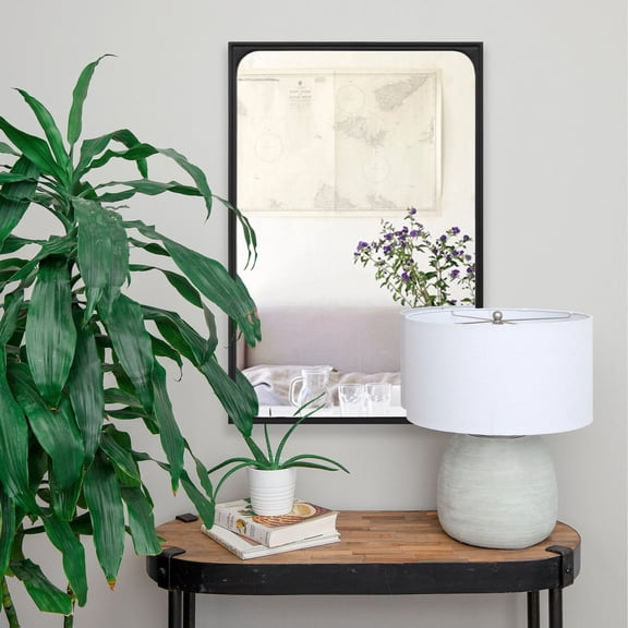 Signature Home Collection Wooden Framed Farmhouse Rectangular Wall Mirror - 36" - Black