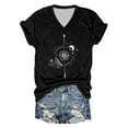 thumbnail image 4 of Women Summer Tops Ladies Fashion Loose V Neck T Shirt Small Pocket Shirts Elegant Women Long Sleeve Fall Tops Outdoor Xx Womens Womens Athletic Long Sleeve Shirts Cute Fall for Lady Running Black L, 4 of 4