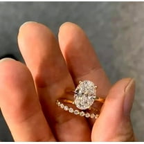 14k Yellow Gold Over Oval Cut Lab Created Diamond Wedding Bridal Ring Set 3 Ct