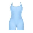 thumbnail image 4 of FUNUONY Jumpsuits for Women Backless Scrunch Strappy One Piece Workout Jumpsuit Tummy Control V Back Yoga Romper Summer Women Yoga Jumpsuit Workout Vest Jumpsuit Light Blue Xs, 4 of 5