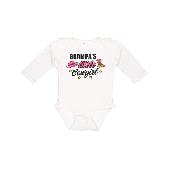 Inktastic Grampas Little Cowgirl with Cowgirl Hat and Boots Girls Long Sleeve Baby Bodysuit