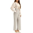 thumbnail image 5 of INSPIRE CHIC Women's Jumpsuits Adjustable Straps Wide Leg Suspenders Overall Jumpsuits L Grey Beige, 5 of 7