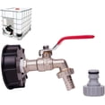 thumbnail image 1 of 1000L Tank Tap Rainwater Collector Tap, IBC Water Tank Adapter 1/2" Double Brass Tap PP Coarse Thread 60mm (1pc), 1 of 1