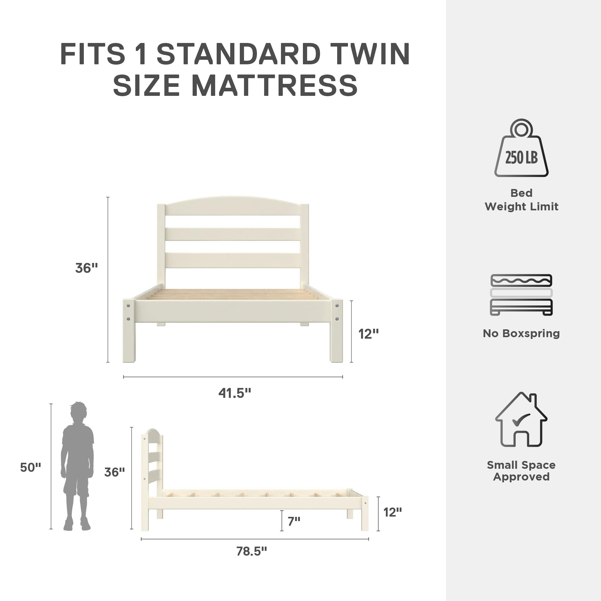 Better Homes & Gardens Leighton Kids Twin Size Bed, Wood Platform Bed Frame, Off-White - image 3 of 10