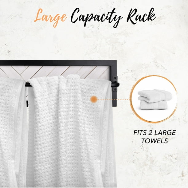 Autumn Alley Farmhouse Towel Rack Black and White Shiplap Farmhouse Bathroom Decor Walmart Business Supplies