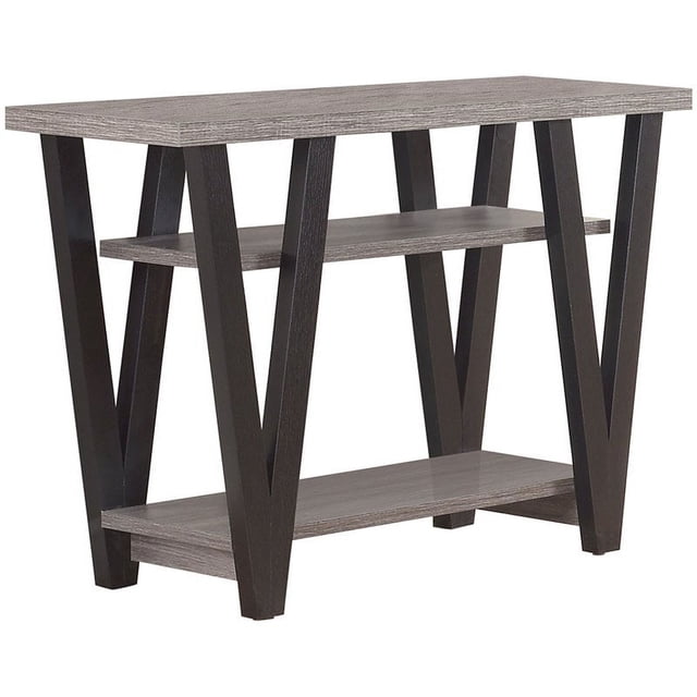 Bowery Hill V Shaped Console Table in Gray and Black