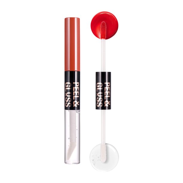 Brillo de labios Lip Glaze en vaso antiadherente, brillo de labios hidratante de doble cabezal con tira desprendible (4 ml)