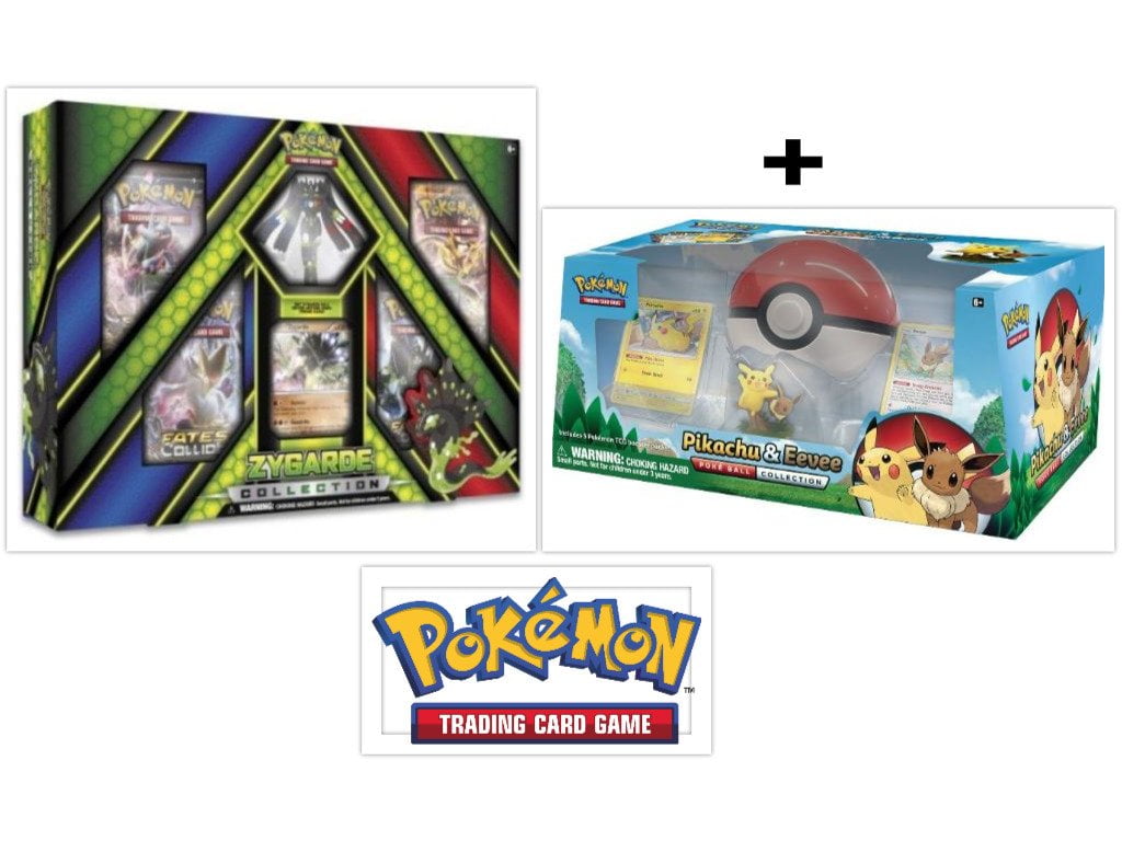 Pokemon Pikachu Eevee Pokeball Collection And Zygarde Figure Box Trading Card Game Collection Bundle 1 Of Each Walmartcom