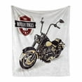 thumbnail image 1 of Motorcycle Soft Flannel Fleece Throw Blanket, Chopper Customized Club Insignia Bikes Hippie Classic Retro Themed Print, Cozy Plush for Indoor and Outdoor Use, 50" x 60", Black Beige, by Ambesonne, 1 of 6