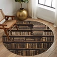 thumbnail image 2 of Round Rug 6Ft Washable Non-Slip, Vintage Books Circle Area Rugs for Living Room Bedroom, Retro Art Elegant Bookshelf Indoor Floor Mats Carpet Runner for Home Decor Aesthetic, 2 of 8