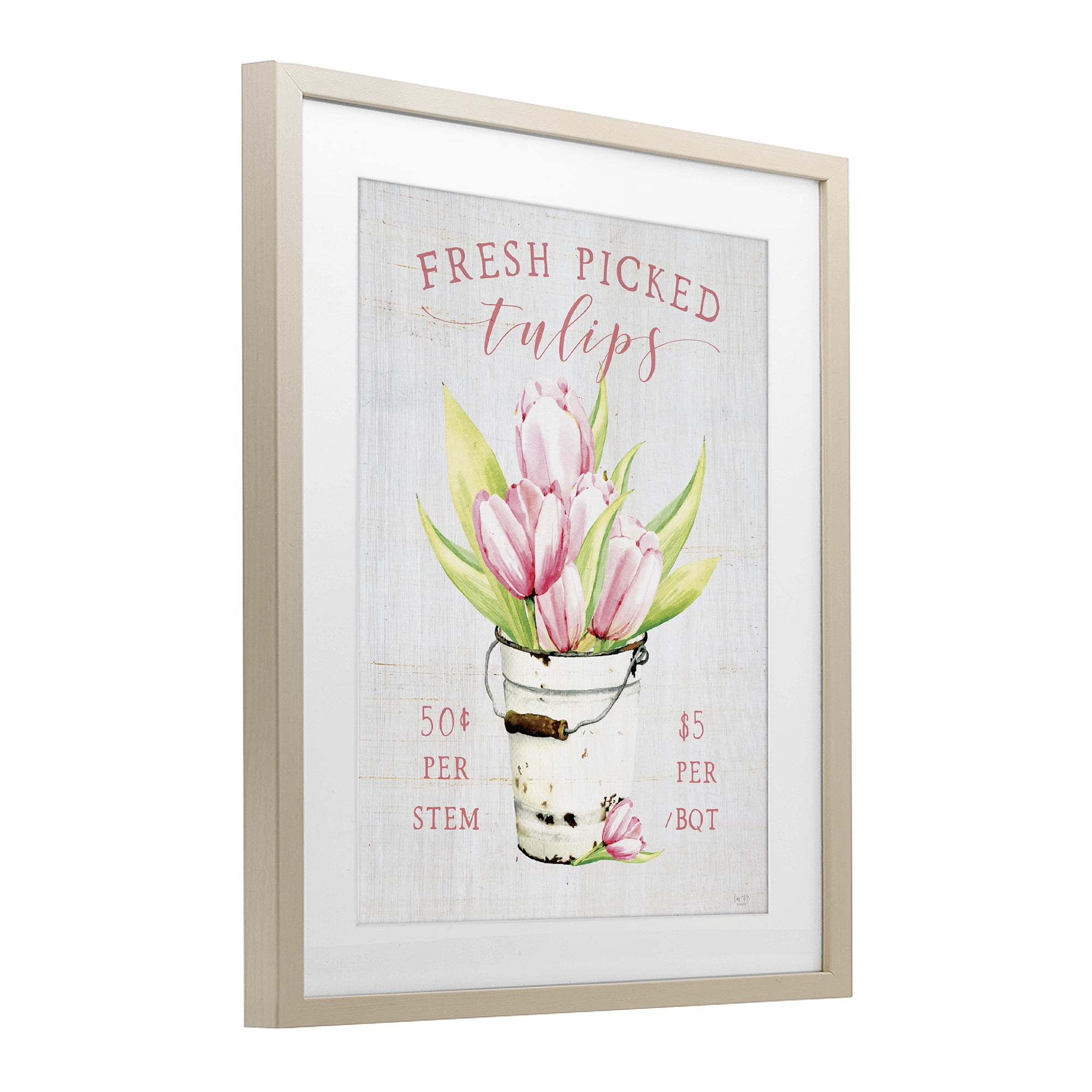 Stupell Industries Antique Fresh Picked Tulips Birch Framed Print Under Glass, design by Lux + Me Designs