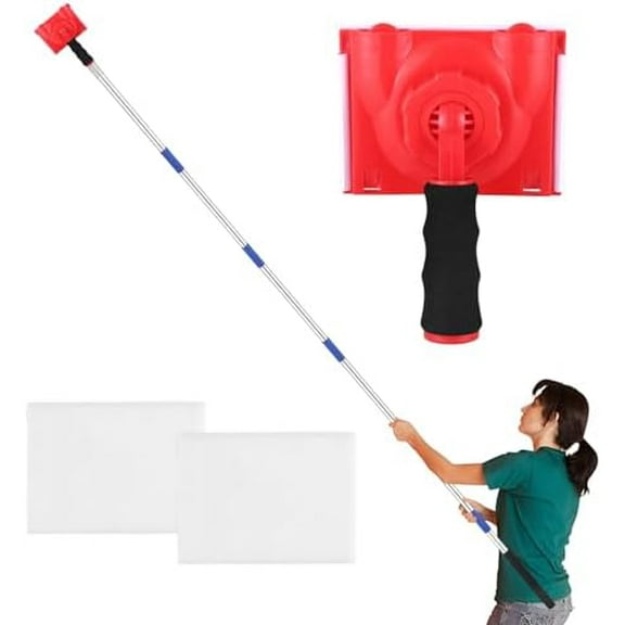 6-Section Paint Edger Tool with Threaded Extension Rod | Adjustable Paint Pad Applicator for Walls, Ceilings, Trim, Baseboards | Paint Edger Brush with 2 Refill Pads (35-93 Inches)