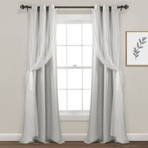 Cottage Polka Dot Sheer Window Curtain Panels Including Tieback Light Gray 38X84 Set