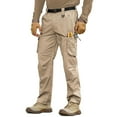 thumbnail image 2 of WTOBBY Men's Tear-Resistant Cargo Pants Outdoor Waterproof Breathable Construction - Hiking Camping Fishing Work Trousers with Multi-Pocket & Zipper Storage Design Belt Not Included,Khaki L, 2 of 5