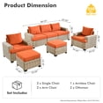 thumbnail image 7 of Vcatnet 7 Pieces Outdoor Patio Furniture Sectional Sofa Wicker Conversation Set with Ottomans Orange Red, 7 of 7