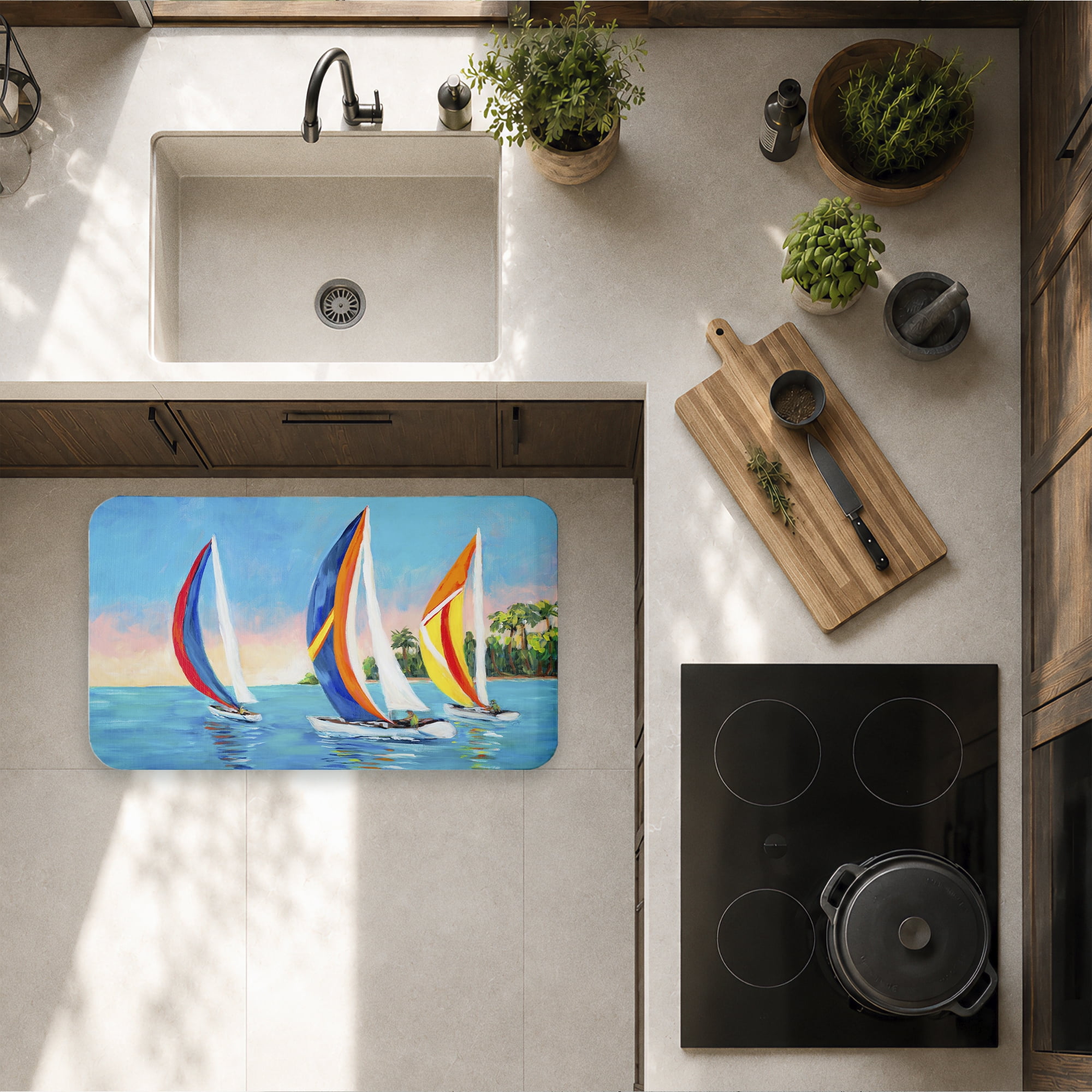 Stupell Industries Morning Sails on Sea Printed Anti-Fatigue Floor Mat, design by Julie DeRice