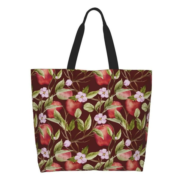 Balery Leaf And Fruit Bolsa Tote Estilo Estético con Cremalleras, Bolsa de Hombro, Bolsa de Compras Grande y Plegable