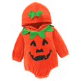 thumbnail image 1 of Adorable disfraz de calabaza para bebé, mono de Halloween con capucha y cierre a presión, suave y cómodo, 1 of 9