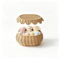 thumbnail image 4 of Yaayu Imitation Rattan Woven Storage Basket with Lid, Covered Organizer for Snacks Toys Clothing, Storage Bin for Home, Medium, 4 of 6