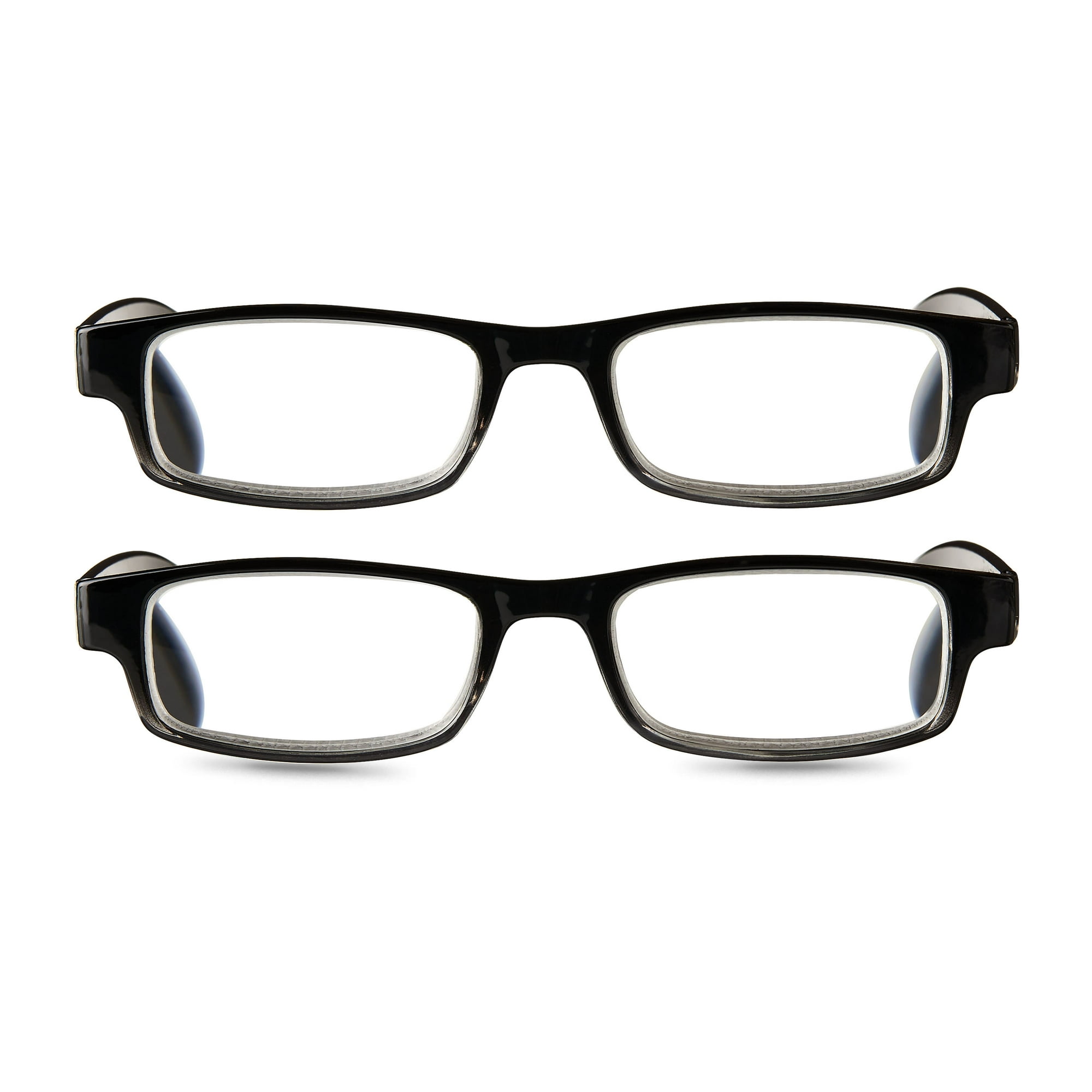 Equate Unisex Phoenix Rectangular Reading Glasses with Case, Gradient Black/Brown, +3.25, 2 Pack