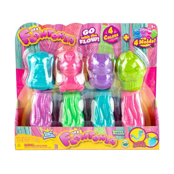 ORB Flowtonia Moldable Slim Slime W/ Molds - 4 Pack