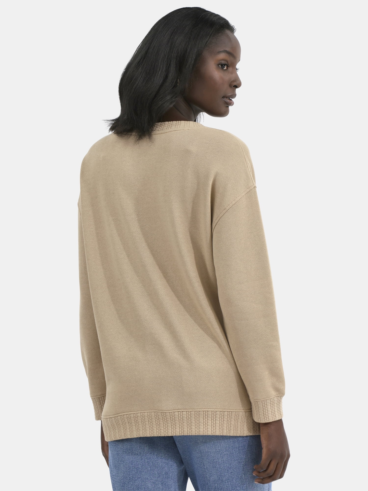 Time and Tru Women's V-Neck Sweatshirt with Long Sleeves, XS-XXXL