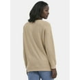 thumbnail image 3 of Time and Tru Women's V-Neck Sweatshirt with Long Sleeves, XS-XXXL, 3 of 5