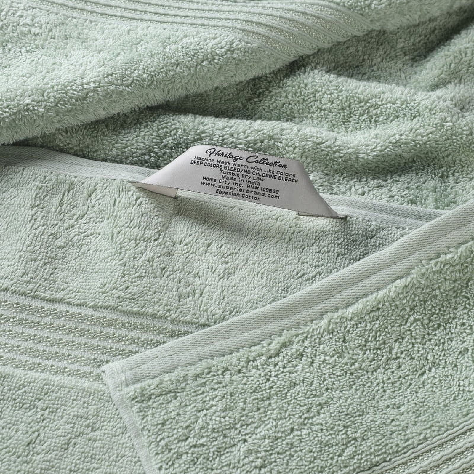 Classic Long Combed Egyptian Cotton Ultra-Soft Absorbent 8-Piece Hand Towel Set, Sage, by Superior