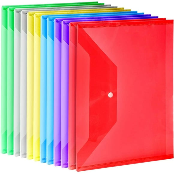 Sturdy Folders For Documents, Use-friendly Plastic Envelopes, Clear File Folders For A4 Size Paper, Snap Closure, Plastic Folders For School Office, Easy To Organize & Distinguish