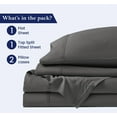 thumbnail image 3 of Top Split Head Flex Sheet Set-for Adjustable Bed-4 Pcs -100% Egyptain Cotton 700 Thread Count - 15-Inch Deep Pocket - Queen Size Dark Grey Solid - Split Down 32 inches from The top, 3 of 5